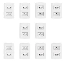 Dez Conjuntos com 2 Tomadas 2p+t 20a 250v, Modular, com Placa 4x2 e Suporte Dez Conjuntos com 2 Tomadas 2p+t 20a 250v, Modular, com Placa 4x2 e Suporte
