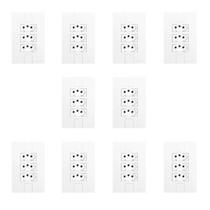 Dez Conjuntos com 3 Tomadas 2P+T 20A 250V, Modular, com Placa 4x2 Branco Pluzie