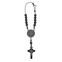 Dezena Fecho Madeira Preta Crucifixo Medalha São Bento 10mm