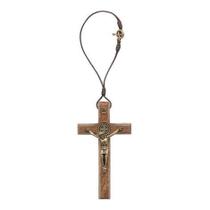 Dezena para Carro Crucifixo em Madeira Natural 9 cm Dezena para Carro Crucifixo em Madeira Natural 9 cm