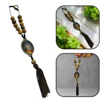 Dezena Terço Retrovisor de Carro Medalha de São Bento Preto Madeira Dezena Terço Retrovisor de Carro Medalha de São Bento Preto Madeira