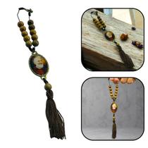 Dezena Terço Retrovisor de Carro Padre Pio Madeira Dezena Terço Retrovisor de Carro Padre Pio Madeira