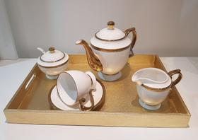 Di Capri Kit Bandeja + 4 Lugares Americanos em Madeira - Dourado