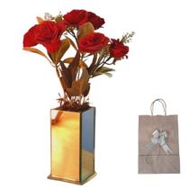 Dia dos namorados - Arranjo de rosas vermelhas artificiais com vaso - Br Beleza Brasileira