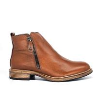 Dia017 bota ziper diana - couro comfort tan lustro s/cfe