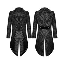 Diabo moda masculina gótico steampunk fraque jaqueta preto brocado damasco casamento trajes cosplay Diabo moda masculina gótico steampunk fraque jaqueta preto brocado damasco casamento trajes cosplay