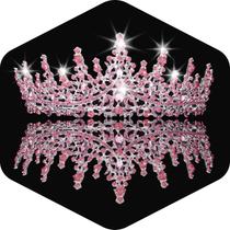 Diadema Tiara de Cristal Kamirola en Rosa