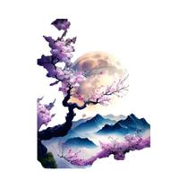 Diamante bordado lua paisagem bordado mosaico árvore flor pintura noite ponto cruz decoração de casa Diamante bordado lua paisagem bordado mosaico árvore flor pintura noite ponto cruz decoração de casa