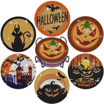 Diamond Art Coasters DOTSOPS Halloween, 6 unidades para adultos Diamond Art Coasters DOTSOPS Halloween, 6 unidades para adultos