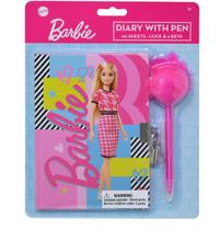 Diário Barbie de 60 folhas com fechadura e chaves e caneta Pom Diário Barbie de 60 folhas com fechadura e chaves e caneta Pom