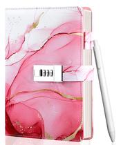 Diário CAGIE Marble com fechadura para meninas e mulheres em couro roxo B6 Diário CAGIE Marble com fechadura para meninas e mulheres em couro roxo B6