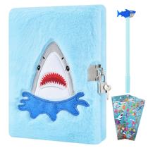 Diário com Cadeado para Meninos PJDRLLC Shark - Caneta e Adesivos (6 a 10 anos)