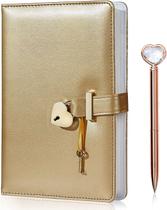 Diário de bloqueio em forma de coração com chave e caneta de diamante de coração, capa de couro PU, A5, presente de caderno secreto de diário para mulheres e meninas (A5 (8,5 * 5,7"), dourado) Diário de bloqueio em forma de coração com chave e caneta de diamante de coração, capa de couro PU, A5, presente de caderno secreto de diário para mulheres e meninas (A5 (8,5 * 5,7"), dourado)