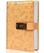 Diário de couro Lock Diary Yoment com cadeado para meninas amarelo