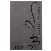 Diário de Couro Personalizado Cinza - 12 Textos, 5x8 Polegadas Diário de Couro Personalizado Cinza - 12 Textos, 5x8 Polegadas