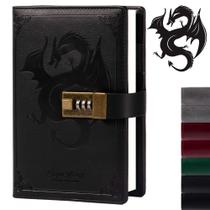 Diário de Couro TIEFOSSI Dragon com Fechadura Combinada - Preto