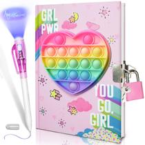 Diário GINMLYDA Pop Girls com cadeado e caneta de tinta invisível 19x14cm