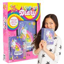 Diário Just My Style Light Up com fechadura e chave para meninas de 6 a 9 anos Diário Just My Style Light Up com fechadura e chave para meninas de 6 a 9 anos