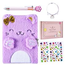 Diário PJDRLLC para meninas com fechadura e chaves, caderno A5 com caneta