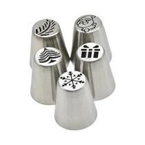 Dicas de glacê para cobertura do bolo, ferramentas de cozimento, creme, Natal, flor, geada, 5pcs
