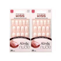 Dicas de unhas KISS Salon Acrylic Nude French Medium 28 unidades x2