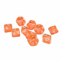 Dice D10 poliédrico de 10 lados, acrílico, 10 peças - laranja Dice D10 poliédrico de 10 lados, acrílico, 10 peças - laranja