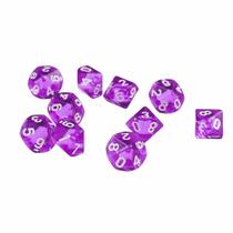 Dice D10 poliédrico de 10 lados, acrílico, 10 peças, roxo Dice D10 poliédrico de 10 lados, acrílico, 10 peças, roxo