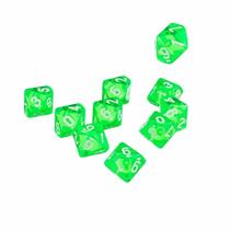 Dice D10 poliédrico de 10 lados, acrílico, 10 peças - verde