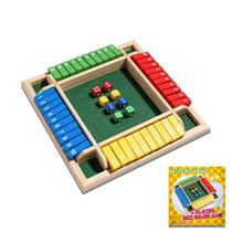 Dice Game Shut The Box de madeira para 1-4 jogadores com tapete de mesa