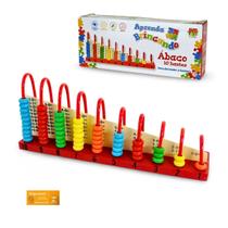 Didaticos Aprenda Brincando Abaco 10 Hastes DM Toys Brinquedo Educativo em Madeira