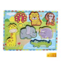 Didaticos Aprenda Brincando Animais Floresta DM Toys Jogo Encaixar em Madeira Brinquedo Educativo