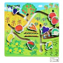 Didaticos Aprenda Brincando Labirinto Frutas e Legumes DM Toys Brinquedo Pedagogico em Madeira