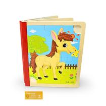 Didaticos Aprenda Brincando Livro Quebra Cabeca DM Toys Animais Modelo 2 Brinquedo Encaixe Madeira