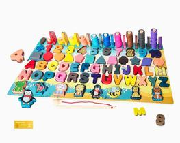 Didaticos Aprenda Brincando Multiatividades 135 Pecas DmToys Letra Numero Pescaria Brinquedo Encaixe