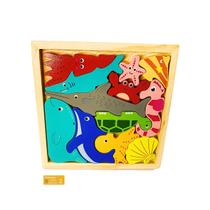Didaticos Aprenda Brincando Quebra Cabeca Animais Marinhos DM Toys Brinquedo Pedagogico Recreativo