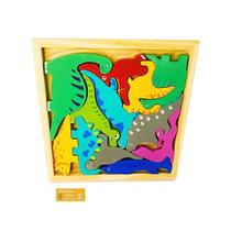 Didaticos Aprenda Brincando Quebra Cabeca Dinossauros DM Toys Brinquedo Pedagogico Recreativo