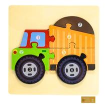 Didaticos Aprenda Brincando Veiculos Caminhao DM Toys Jogo Encaixar Madeira Quebra Cabeca Brinquedo