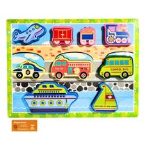 Didaticos Aprenda Brincando Veiculos Sortidos 9 Pecas DM Toys Jogo Encaixar Brinquedo Recreativo Educativo