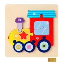 Didaticos Aprenda Brincando Veiculos Trem DM Toys Jogo Encaixar Madeira Quebra Cabeca Brinquedo