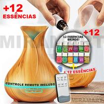 Difusor 400ml Com 12 Aromas E Controle Remoto Tulipa Umidificador Elétrico 7 Cores Leds