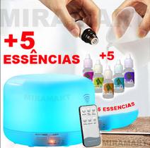 Difusor 500ml + 5 Aromas E Controle Remoto Elétrico 7 Cores Leds