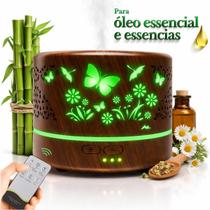Difusor Aromas Umidificador Ar Ultrassonico 700ml Controle Remoto LED 7 Cores Temporizador Silencioso BPA Free Aromaterapia