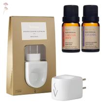 Difusor Aromatizador Eletrico Porcelana de Tomada com 2 Óleos Essenciais Via Aroma (Laranja Doce e Lavanda)