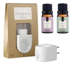 Difusor Aromatizador Elétrico Tomada Porcelana + 2 Essências Cor Lavanda + Bamboo