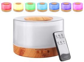 Difusor De Ambiente Umidificador de Ar Elétrico Aromatizador Óleo Essencial Com abajur luminária e Controle Remoto capacidade 500ml - shopmassa