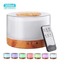 Difusor de Aromas Elétrico Umidificador Ultrassônico 500ml Ideal para Cromoterapia Amadeirado