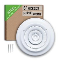 Difusor de suprimento de ar Handua, pescoço de 6 polegadas, aço redondo, branco