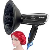 Difusor Definidor De Cachos Secador De Cabelos Philco Skull Pro Travel Psc07p Bico Grande Touca Cetim Anti Frizz