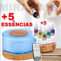Difusor Elétrico 500ml kit 5 Aromas de óleo + Controle Remoto Umidificador 7 Leds - Miramart
