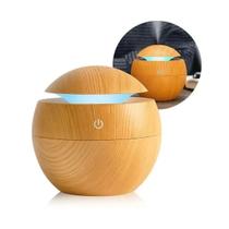 Difusor Óleos Essenciais Design Madeira USB 7 Cores